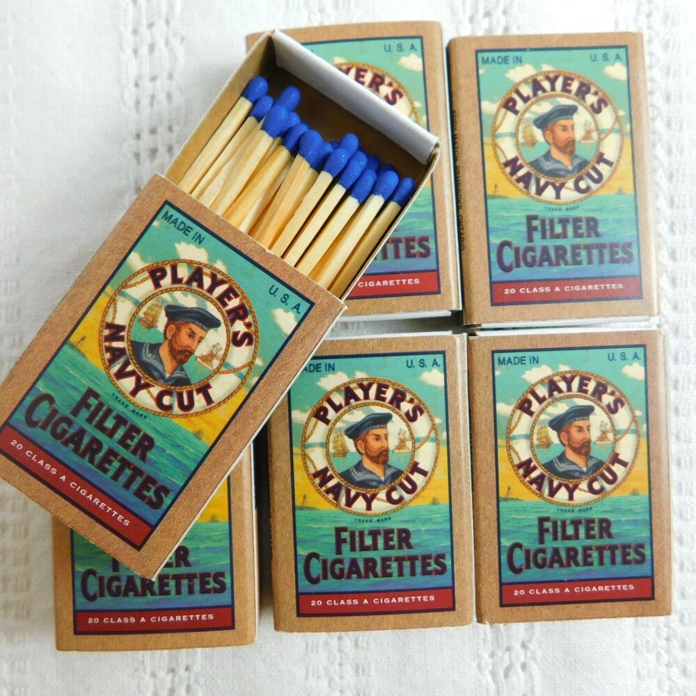 Matchbox Players Navy Cut Filter Cigarettes Matches Made USA Lot Of 6 Full NEW